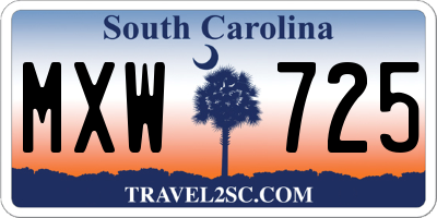 SC license plate MXW725
