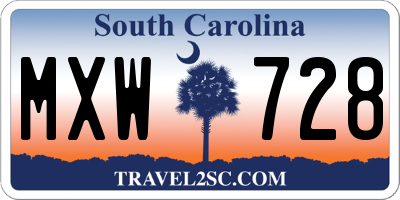SC license plate MXW728