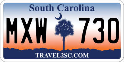 SC license plate MXW730