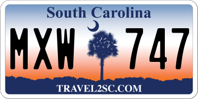 SC license plate MXW747