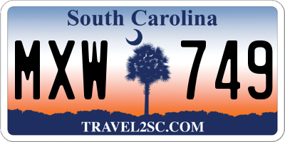SC license plate MXW749