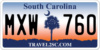 SC license plate MXW760