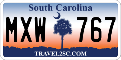 SC license plate MXW767