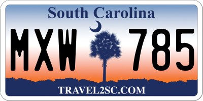 SC license plate MXW785