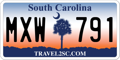 SC license plate MXW791