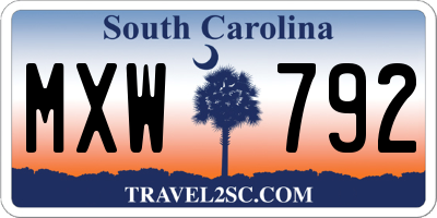 SC license plate MXW792
