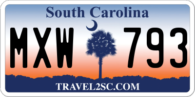 SC license plate MXW793