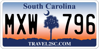SC license plate MXW796