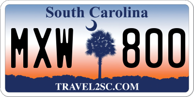 SC license plate MXW800