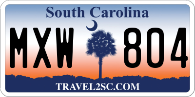 SC license plate MXW804