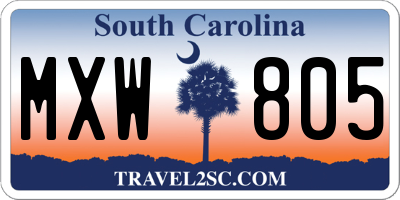 SC license plate MXW805