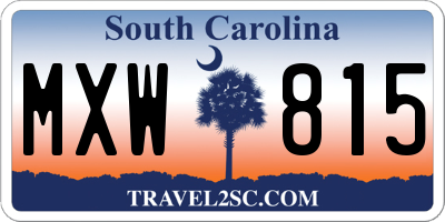SC license plate MXW815