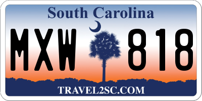 SC license plate MXW818