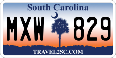 SC license plate MXW829