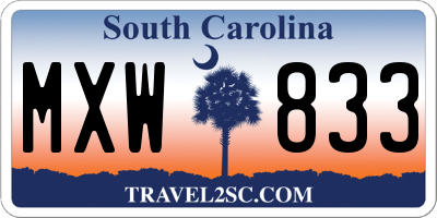 SC license plate MXW833