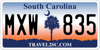 SC license plate MXW835