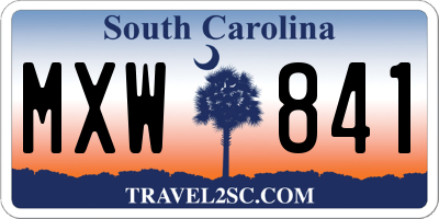 SC license plate MXW841