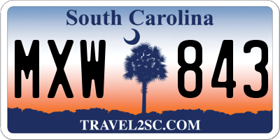 SC license plate MXW843