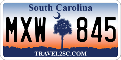 SC license plate MXW845