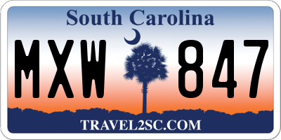 SC license plate MXW847