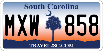 SC license plate MXW858