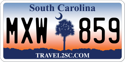 SC license plate MXW859