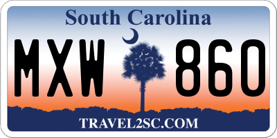 SC license plate MXW860