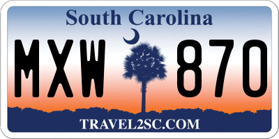 SC license plate MXW870