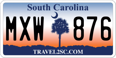 SC license plate MXW876