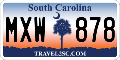 SC license plate MXW878