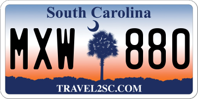 SC license plate MXW880