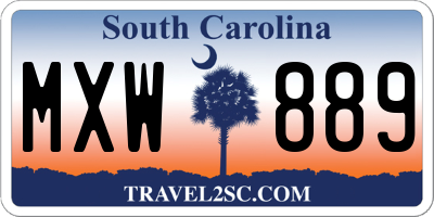 SC license plate MXW889