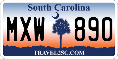 SC license plate MXW890