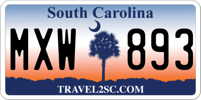 SC license plate MXW893
