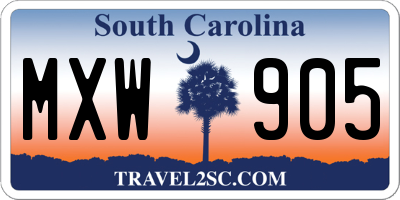 SC license plate MXW905