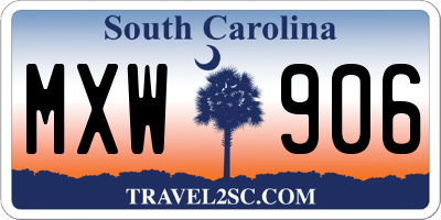 SC license plate MXW906