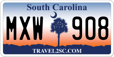 SC license plate MXW908