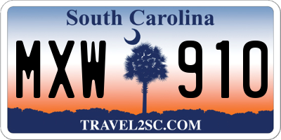 SC license plate MXW910