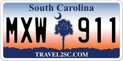 SC license plate MXW911