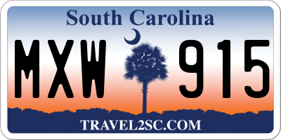 SC license plate MXW915