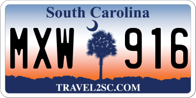SC license plate MXW916