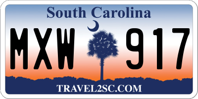 SC license plate MXW917