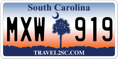 SC license plate MXW919