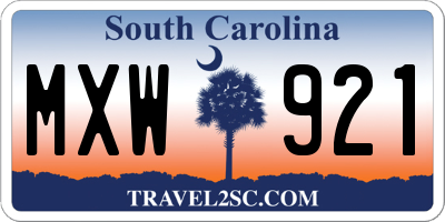 SC license plate MXW921
