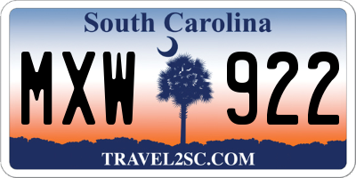 SC license plate MXW922