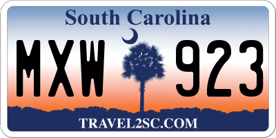 SC license plate MXW923