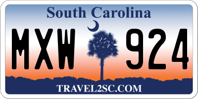 SC license plate MXW924