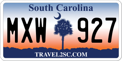 SC license plate MXW927