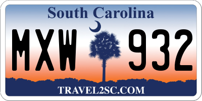 SC license plate MXW932