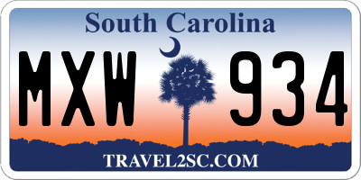 SC license plate MXW934